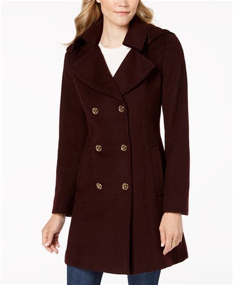 notch lapel double breasted wool blend coat michael kors|michael kors double breast coat.